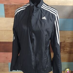 Adidas Women's Black Utility Jacket with White Stripes